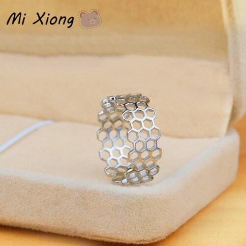 Mi Xiong 925 sterling silver women rings unique craft honeycomb shape designer original exquisite elegance charm brand jewelry
