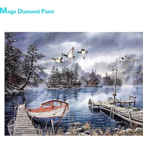 Winter Lake Scenery Diamond Painting Round Full Drill Nouveaute DIY Mosaic Embroidery 5D Cross Stitch Scenic Pattern