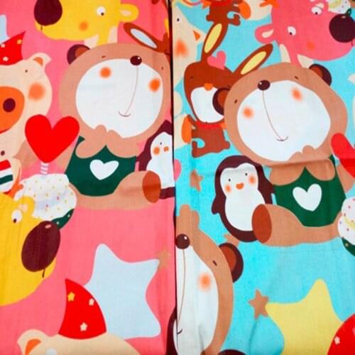 ZY DIY Pretty Red & Blue Cartoon Big Animal Freiends Printed 100% cotton twill cotton Fabric quilting home decor patchwork telas