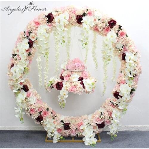 1m/2m artificial orchid flower row runner decor party wedding backdrop iron arch stand road lead wisteria rose peony orchid row