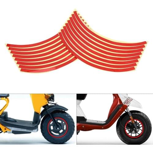 12 Inches Red Strips Wheel Stickers Ring Sticker Auto Decals Tire Reflector Stickers Reflective Rim Tape for Motorcycle