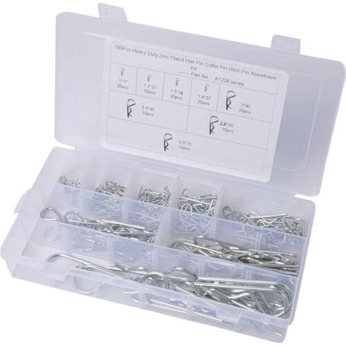 180x R Pin Mechanical Hitch Hair Tractor Clip Assortment Kit Case Set Cotter Car Accessories