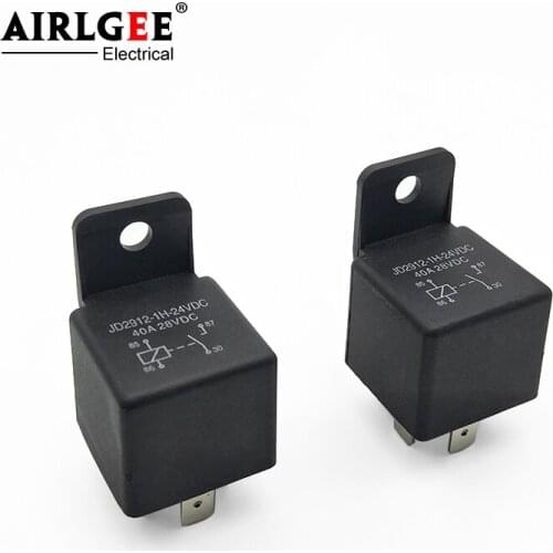 2Pcs JD2912-1H-24VDC 40A 4 Pin NO(Nprmally Open) SPDT Auto Car Power Electromagnetic Relay 6.3mm Pin Width With Mounting holes
