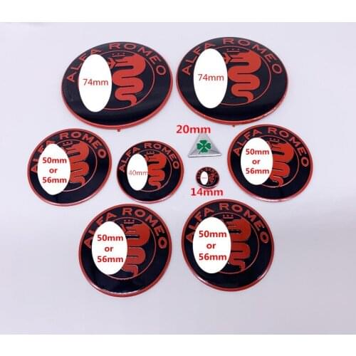 9pcs 2x 74mm Car Front Hood Rear Badge Emblem 1x 40mm steering wheel logo 4x 50mm/56mm Wheel Hub Cap stickers 1x20mm 1x15mm key