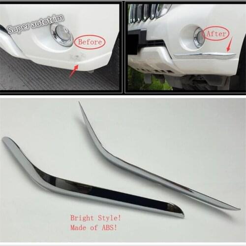 Lapetus Accessories Fit For Toyota Land Cruiser Prado FJ150 2014 - 2017 Chrome Front Bumper Rubbing Strip Cover Trim
