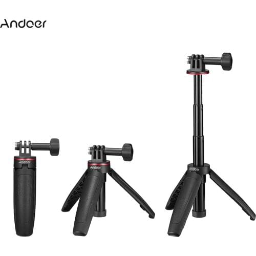 Andoer MT-09 Mini Extendable Desktop Tripod Handheld Action Camera Vlog Selfie Stick Bracket Replacement for GoPro Hero 9/8/7/6