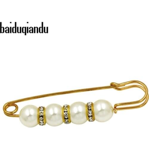 Baiduqiandu Brand White and Black Simulated Pearl Clip Brooches for Women Dress Shirt Accessories