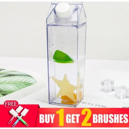 1000ML Square Creative Transparent Sports 0.5L Milk My Water Bottle Bpa Free 500ML Infuser Bottles 1L Water-Bottle WaterBottle