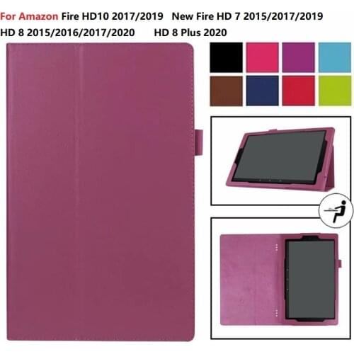 PU Leather Tablet Case for Fire HD 10 2017 2019 Protective Flip Stand Tablet for Fire HD 7 HD 8 2017 2018 Case