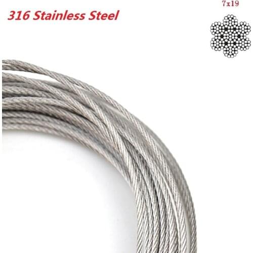 Diameter.3/4/5/6/8MM Authentic Marine Seaworthy Grade 316 316L Stainless Steel Wire Rope 7*19 Structure Cable