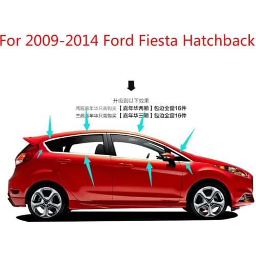 For Ford Fiesta Hatchback 2009-2014 High-quality stainless steel Strips Car Window Trim Decoration Accessories Car styling 16pcs