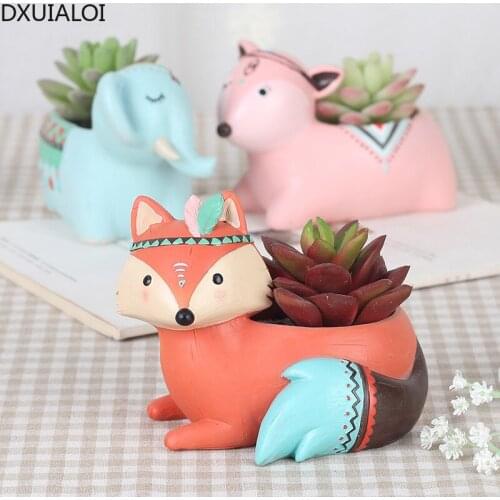 DXUIALOI Creative Cute Cartoon Animal Flower Pot Resin Crafts Office Living Room Desktop Decoration Courtyard Balcony Decoration