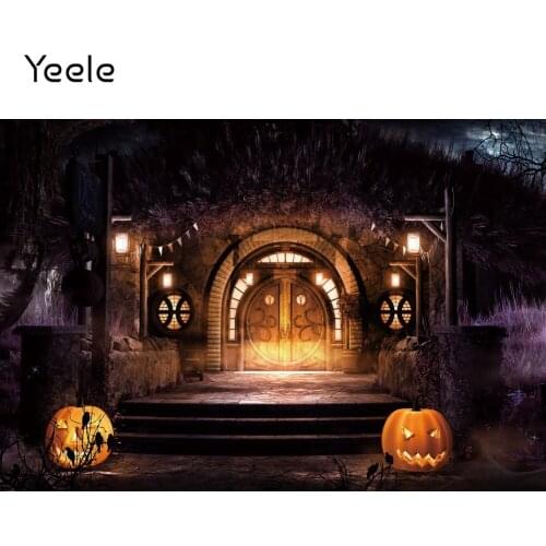 Yeele Halloween Backdrop Photocall Pumpkin Lantern Grunge House Baby Portrait Photographic Background Photo Studio Photography