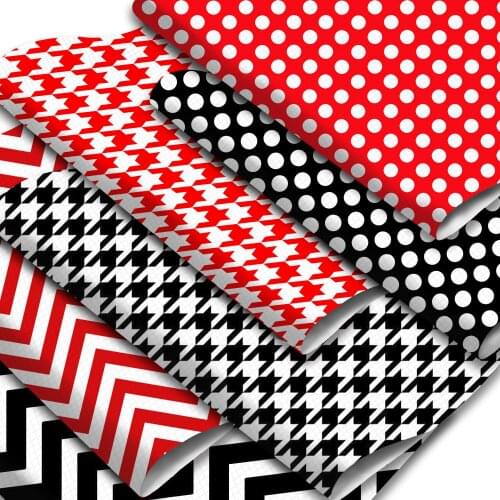 Geometric Theme Faux Leather Sheets Striped Chevron Plaid Pattern Printed Synthetic Leather Roll for Hair Bows Earrings Crafts