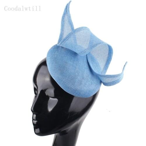 Imitattion sinamay charming headpiece women formal fedora cap bride wedding fascinators headwear vent millinery cap for ladies