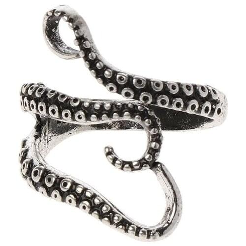 JAVRICK Titanium Steel Gothic Deep Sea Squid Octopus Ring Fashion Jewelry Adjustable