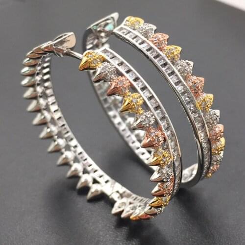 Vanifin Fashion Jewelry Luxury Geometry crown Big Ear Loops Micro Plated Zircon Wedding Banquet Earrings Bridal Daily Best Gift