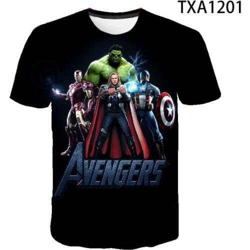 Men Iron Spider Cartoon Short Sleeve T-shirt Boys Girls Avenger Thors captain 3D Printed T Shirts Children Casual Tee Tops