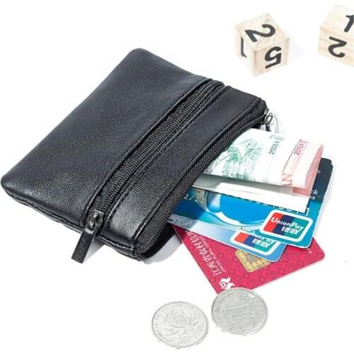 Men Women Coin Key Soft Holder Zip Leather Wallet Pouch Bag Purse Gift New Fashion Black Mini Coin Holders