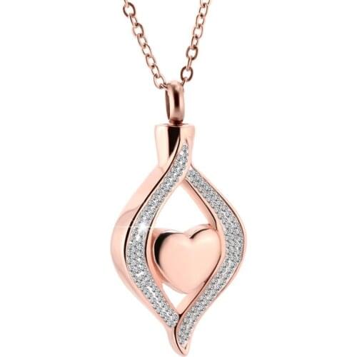 Stainless Steel Locket Heart cremation memorial ashes urn fashion necklace jewelry keepsake pendant
