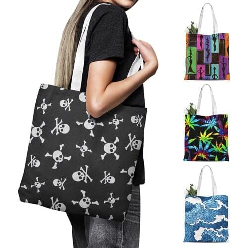 2020 New Women Canvas Bag Foldable Shopping Bag Casual Travel Handbag Grocery Bag Reusable Tote Eco Bag Girl Color Shoulder Bag