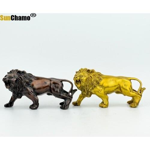 New Fashion Bronze Pure Copper Antique Lion Decoration Male Lion Decoration Supplies Modern Simple Office Artwork Animal