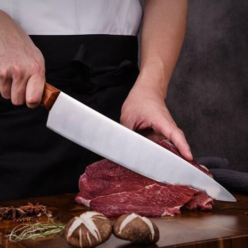 Chef Knife 11 inch Stainless Steel Kitchen Knives German Steel Cleaver Meat Slicing Knife Pakka Wooden Handle Kitchen Cook Tools