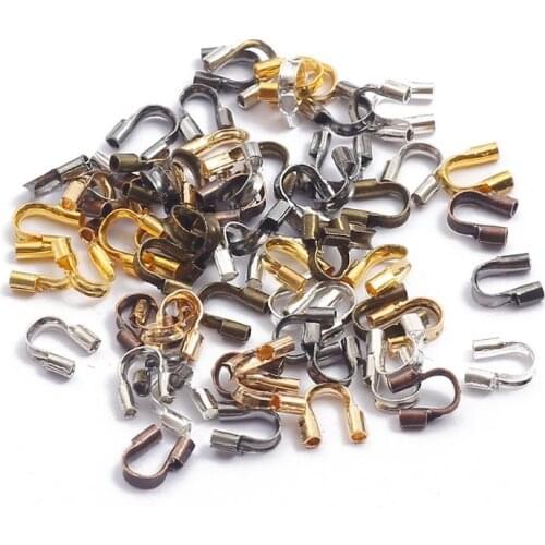 30-100pcs 4mm Wire Protectors Wire Guard Guardian Protectors loops U Shape Accessories Clasps Connector for DIY Jewelry Making
