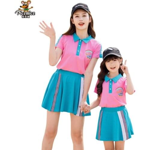 Family Look Mother Daughter Dresses Family Clothing 2021 Summer Family Matching Outfits Women Girl T Shirt Skirt Clothes Set