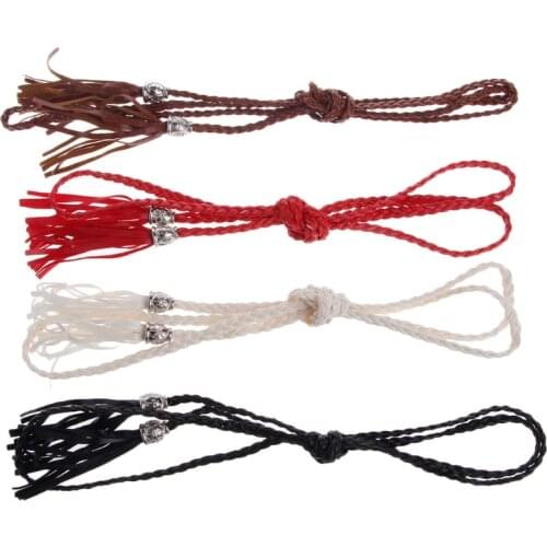 Chic Ladies Women Braided Belt PU Leather Tassel Self-Tie Thin Waist Rope Belt Dropshipping