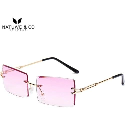 NatuweCo Rimless Fashion Sunglasses For Girls 12 Colors Brown Black Pink Frameless Sun Glasses Eyewear Ultralight Unique Design
