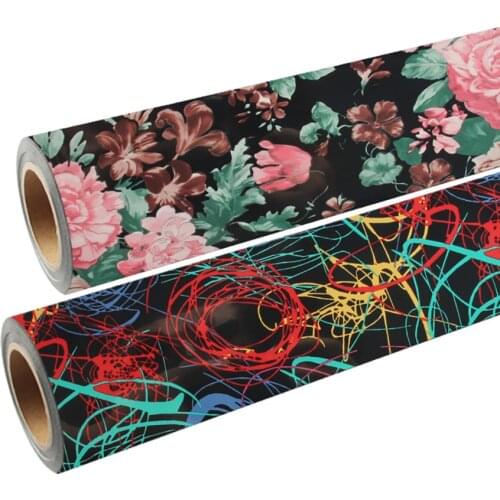 SUNICE Flower Pattern Heat Transfer Vinyl DIY PU T-shirt Film Paper Art Fabric HTV Heated Press Vinyl Sticker Iron On Clothes