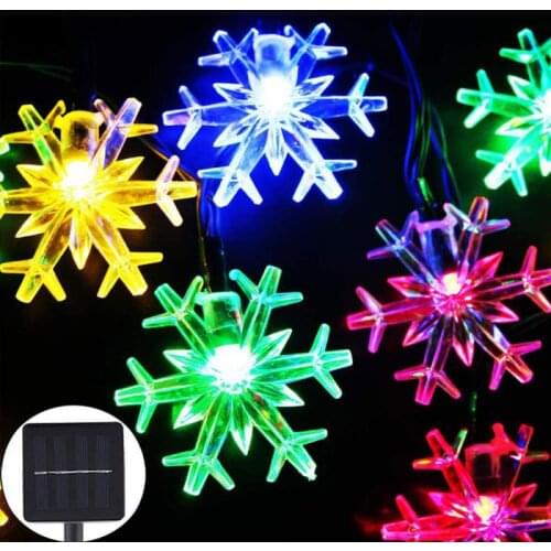 4.8M 20 LED Snowflakes Led String Fairy Lights Christmas Tree Party Home Wedding Garland Decoration Solar Powered Outdoor Light