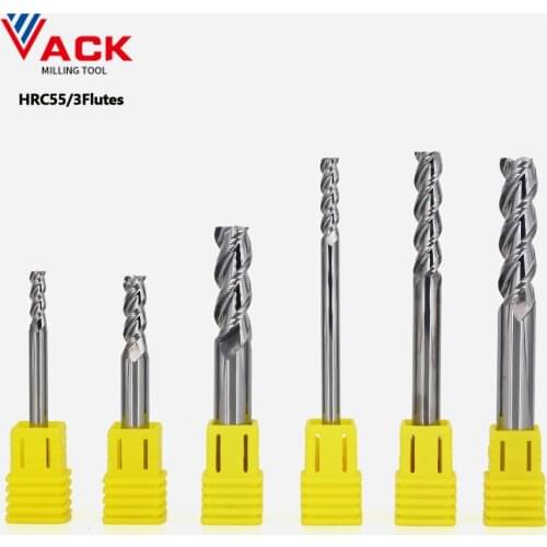 VACK HRC55 Carbide End Mill Cnc Milling Tools Aluminum Copper Wood Cutter Endmills Tungsten Steel 3Flute Milling Cutter Endmill
