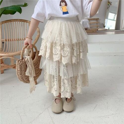 Girls Skirt 2021 Spring Baby Tutu Lace Cake Skirt Kids Princess Skirts Children Clothes Four Layers Beautiful Flowers,#5790