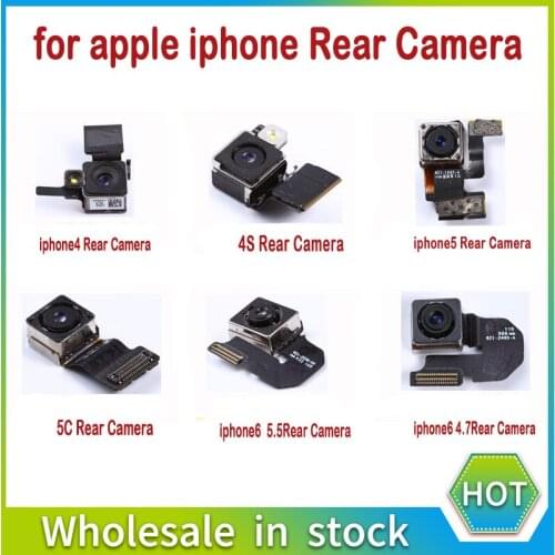 Back camera for iphone 4 4s 5 5s 5c 6 rear camera with flex cable facing model 100% tested cell phone parts