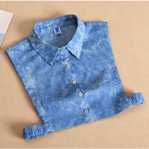 Women Blue Fake Collars Solid Color White Detachable Collar Vintage Half Shirt Tops Vest-type False Collars Clothes Accessories