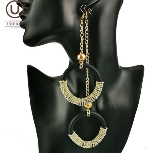 UKEBAY New Gold Color Long Earrings Handmade Fashion Earring For Women Gothic Drop Earrings One Short One Long Irregular Jewelry