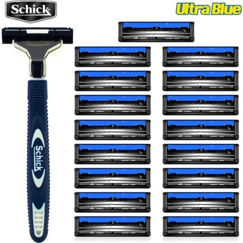 1 razor + 17 blades/set Genuine Original Schick Ultra Blue razor set Easy to clean For all Schick Ultra razors man Vitamin E