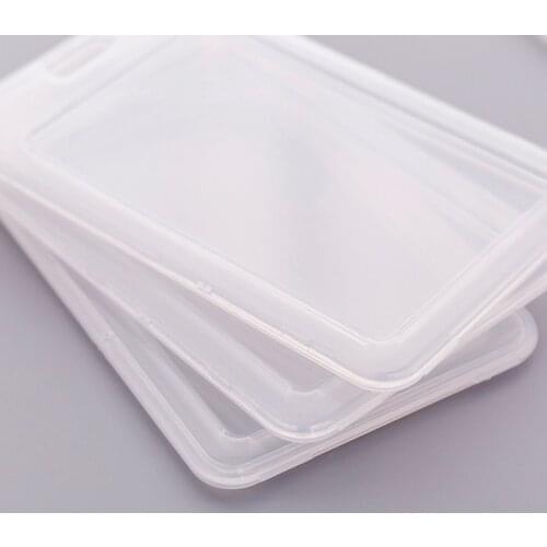1pc Transparent ID Card Holder Hard Plastic Protector Cover Case Pass Badge Office School Supplies