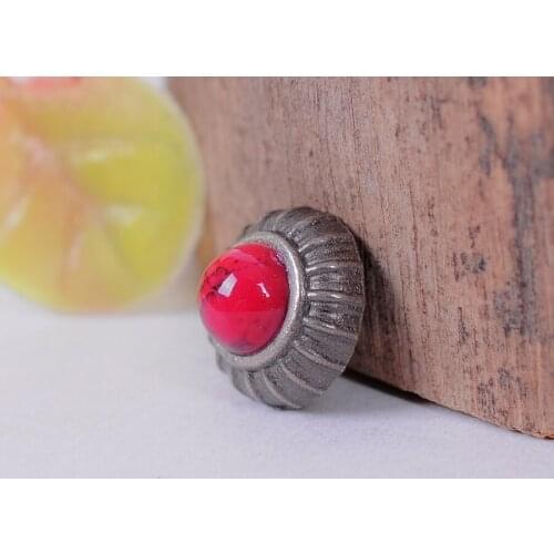 20X Red Turquoise Flower Metal Fasteners Studs Rivets for Leather Bags Clothes Belts