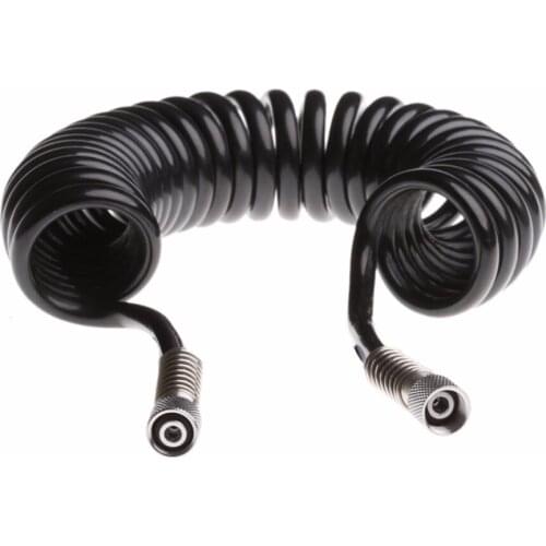 3M 4 x 6mm Flexible PU Recoil Hose Spring Tube Black For Compressor Air Tools
