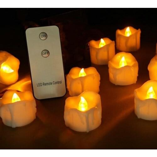 48pcs remote control LED Tealight Candle lamp w/controller Drop Tear Dipped wax Battery operated Home Wedding Party decor-AMBER