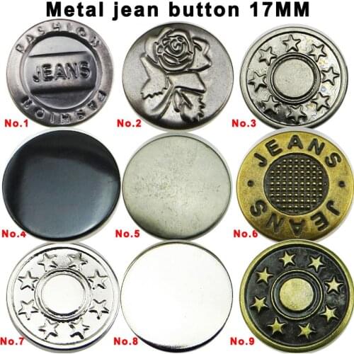 50PCS 17MM GUN BLACK STAR new design metal jeans button brand round letter jean buttons clothes accessory MJB-126