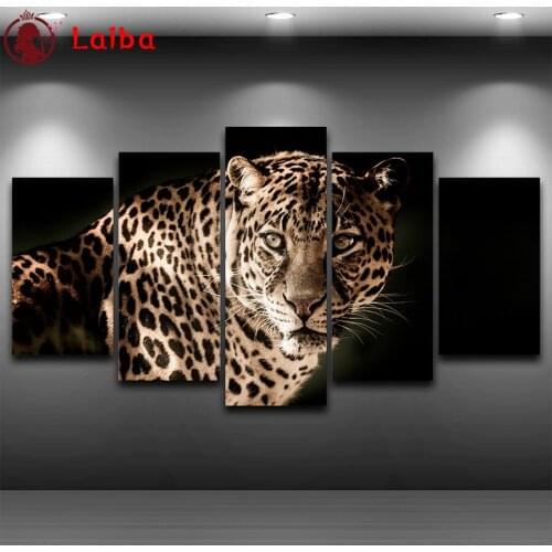 Diamond Painting Black and white animal art, golden leopard Rhinestone 5D DIY Diamond Embroidery,diamond Mosaic Sale5pcs