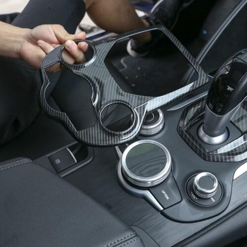 For Alfa Romeo Giulia Stelvio 2017-2018 Car Accessories 1 Pcs Carbon Fiber ABS Chrome Center Console Decoration Frame Trim