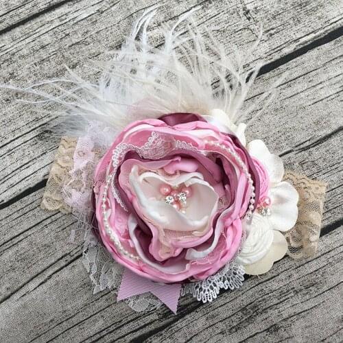Free Shipping Big Burned Flower Girl Headband Kids Hair Accessories Photo Prop