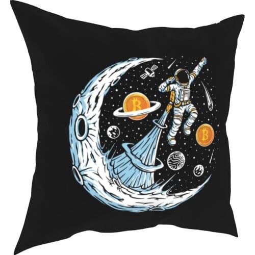 Bitcoin Crypto Cryptocurrency Blockchain Zum Mond Kissen Fällen Währung Kissen Deckt Dekorative Kissen für Home 40*40cm