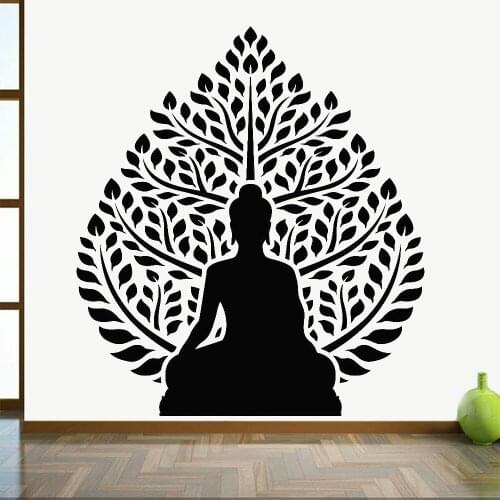 Buddhism Wall Decals Yoga Studio Art Decoration Classical Zen Tree Relaxation Wall Stickers Meditation Room Home Decor Z426