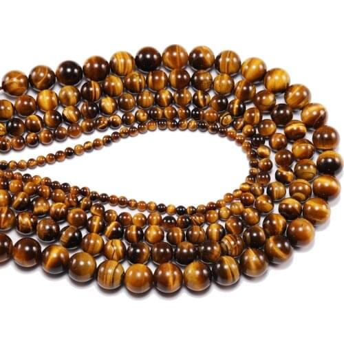 1Strand/Lot 4-12mm Natural Stone Beads Yellow Tiger Eye Agat Round Loose Bracelet Material Beadsfor DIY Jewelry Making Findings